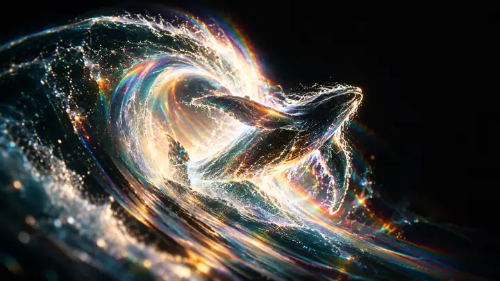 Imagem criativa abstrata e brilhante em um enquadramento cinematográfico escuro.
