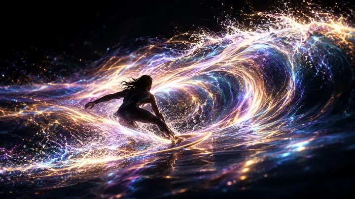 Imagens escuras e luminosas de uma mostra de criação de vídeos.